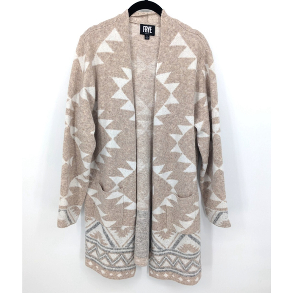 Frye Sweaters - Frye Cardigan Womens XL Tan Knit Longline Duster Aztec Southwestern Sweater